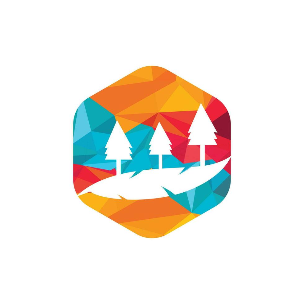 logotipo de árbol en forma de círculo. diseño del logotipo del paisaje natural. vector