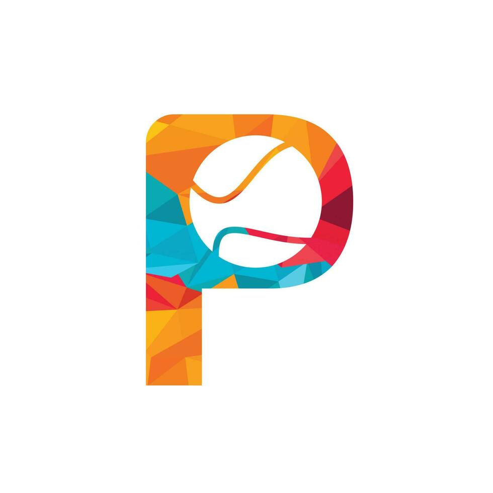 diseño del logotipo del vector de tenis letra p. elementos de plantilla de diseño vectorial para su equipo deportivo o identidad corporativa.