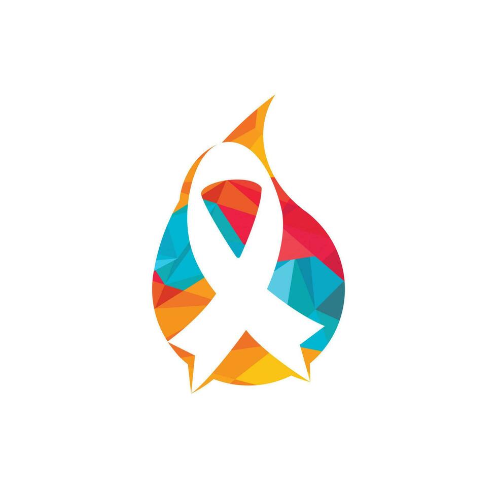 Pink ribbon and water drop vector logo design. Breast cancer awareness symbol. October is month of Breast Cancer Awareness in the world.