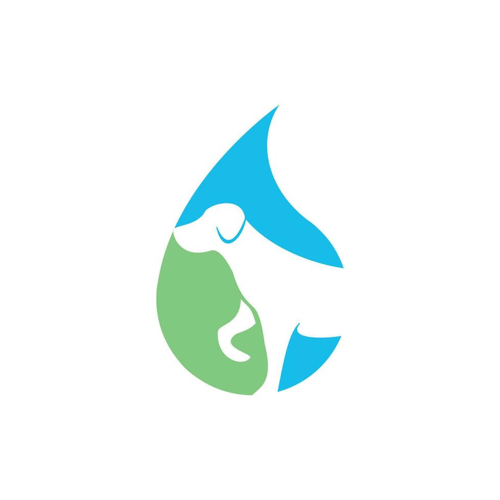 Ilustración de vector de diseño de logotipo de icono de gota de agua y perro. plantilla de diseño de logotipo de vector veterinario.