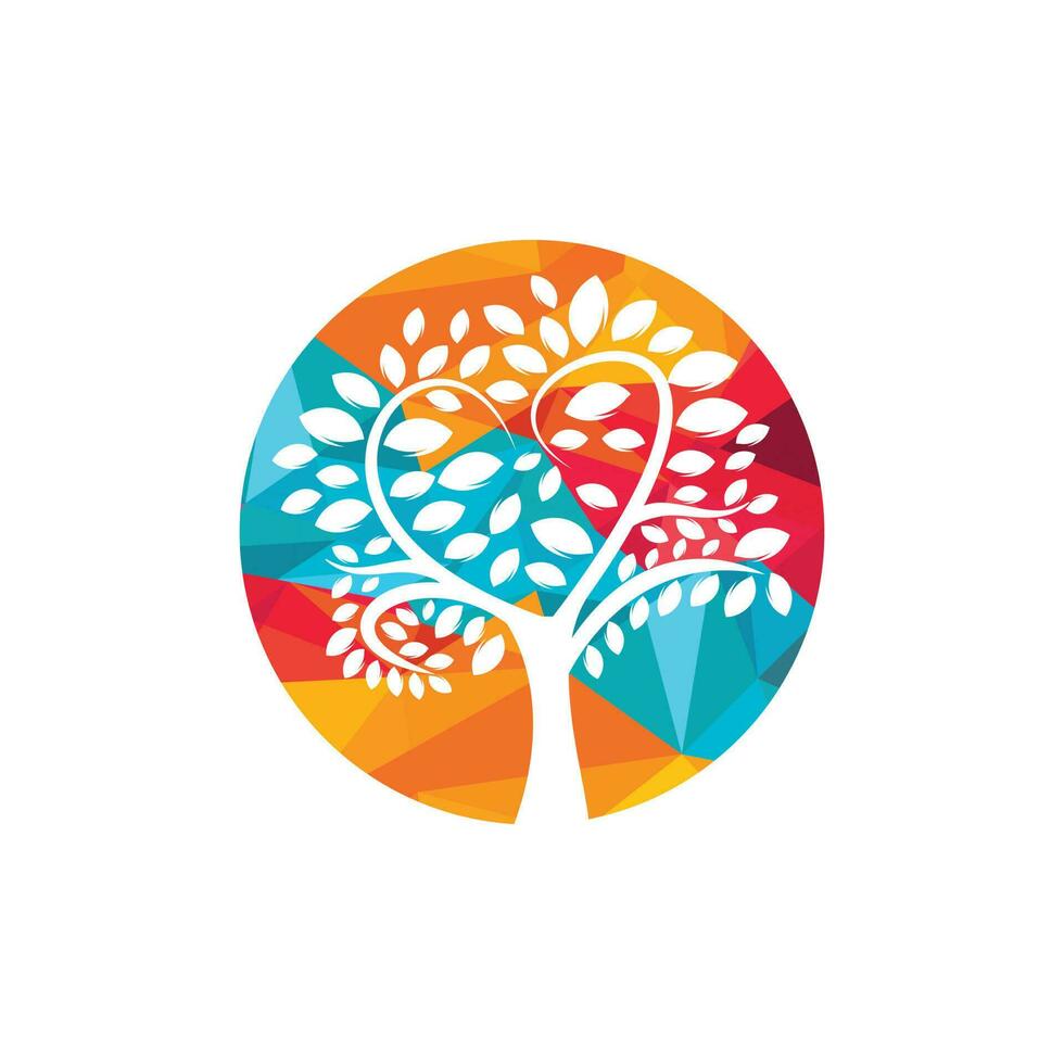 Abstract heart tree vector logo design. Ecological icon tree vector design template.
