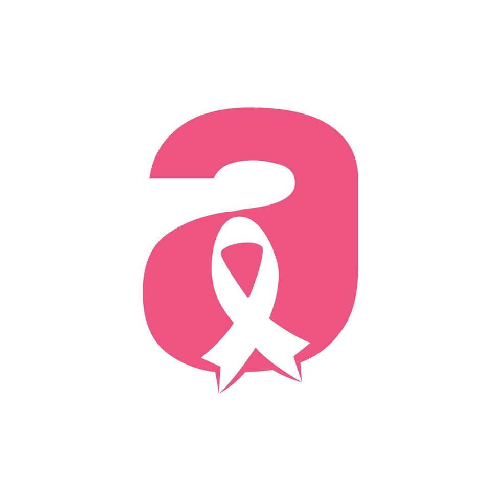 letra un diseño de logotipo de vector de cinta rosa. símbolo de concientización sobre el cáncer de mama. octubre es el mes de la concientización sobre el cáncer de mama en el mundo.