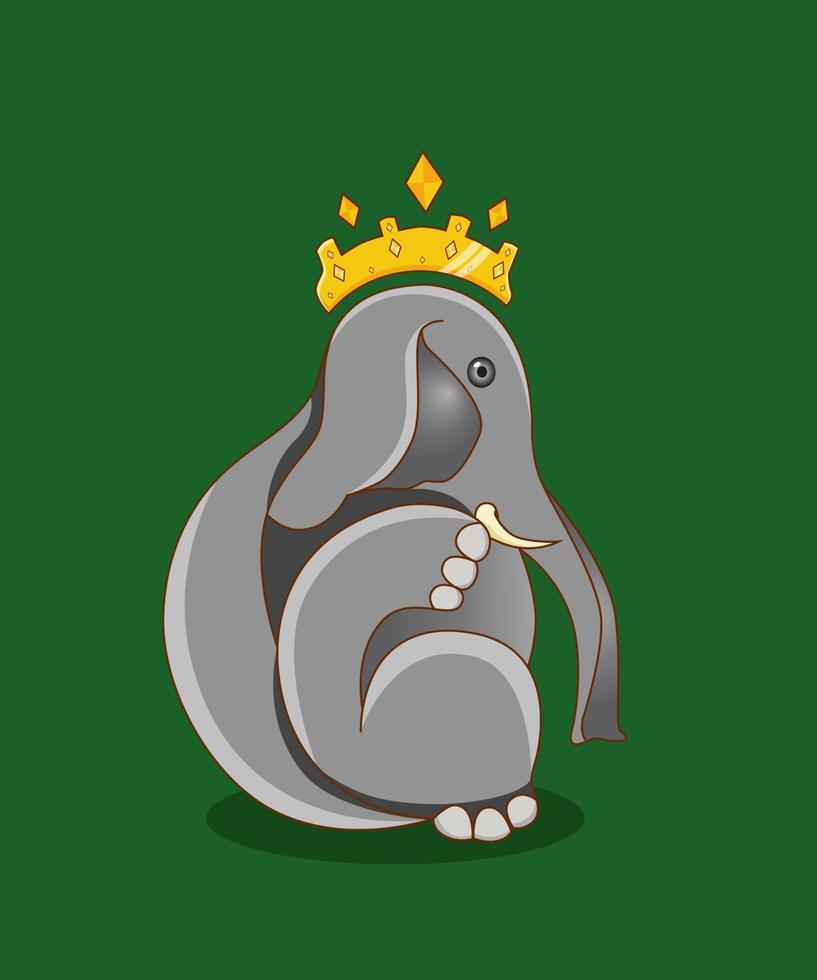 vector graphic design illustration of king elephant sitting