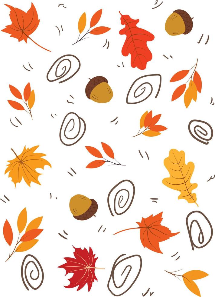 Autumn leaves seamless pattern isolated in white background vector