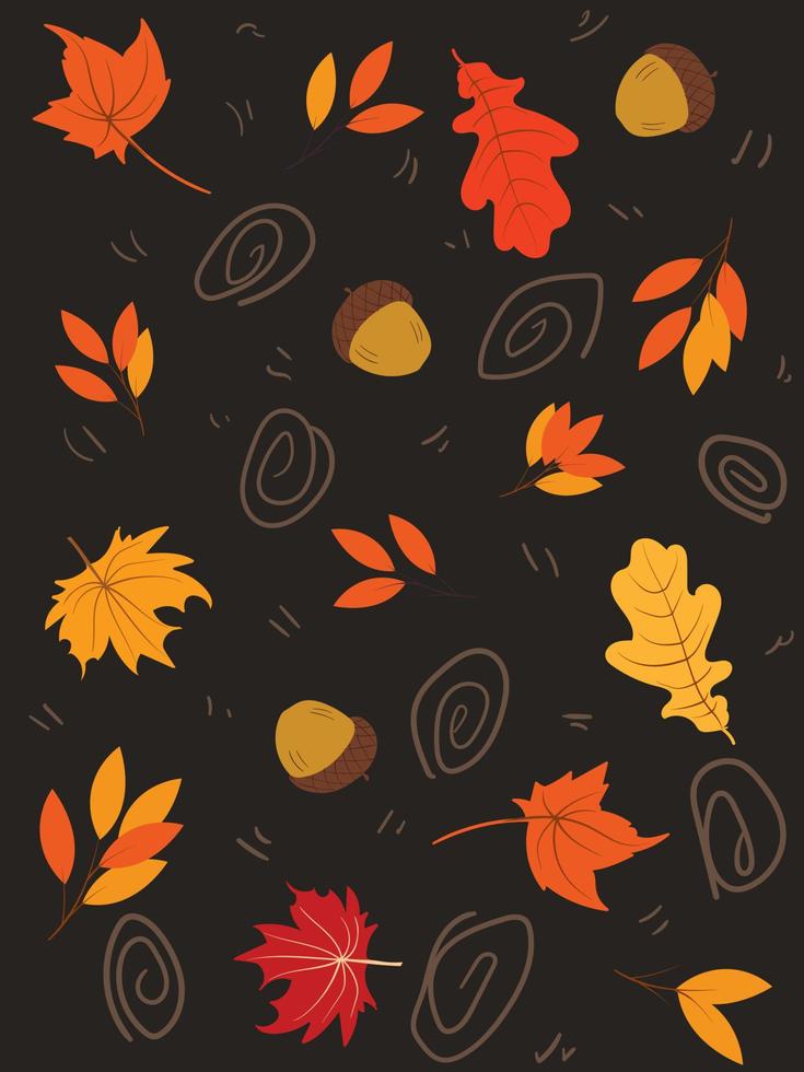 Autumn leaves seamless pattern isolated in white background vector