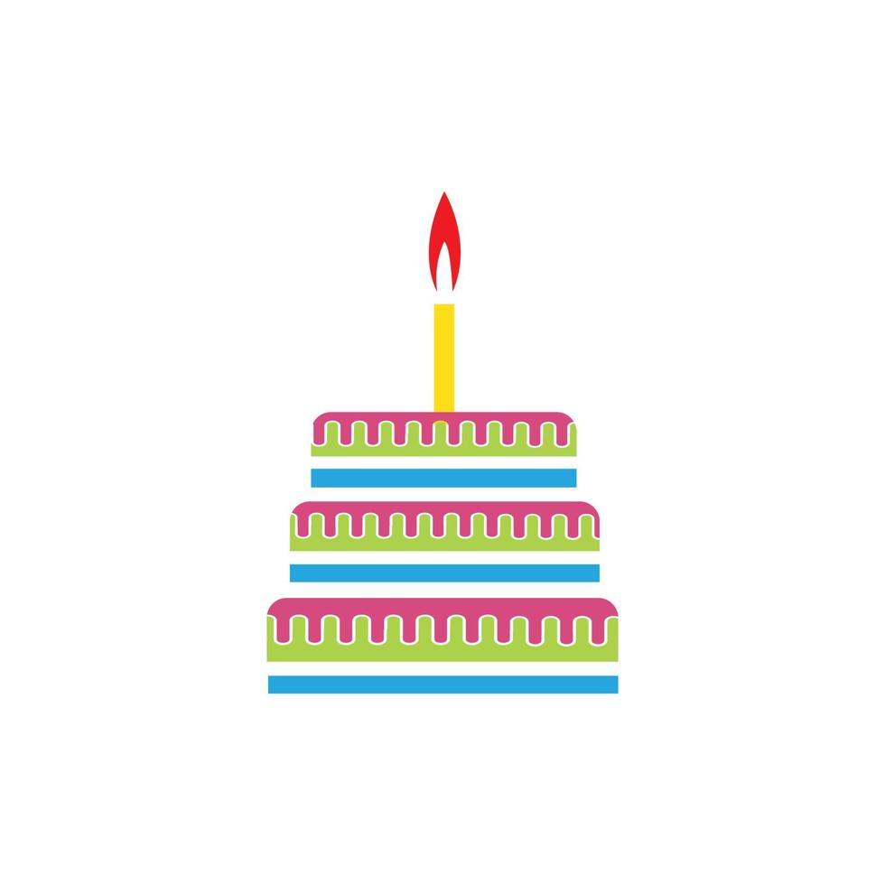 plantilla de diseño de vector de icono de pastel de cumpleaños