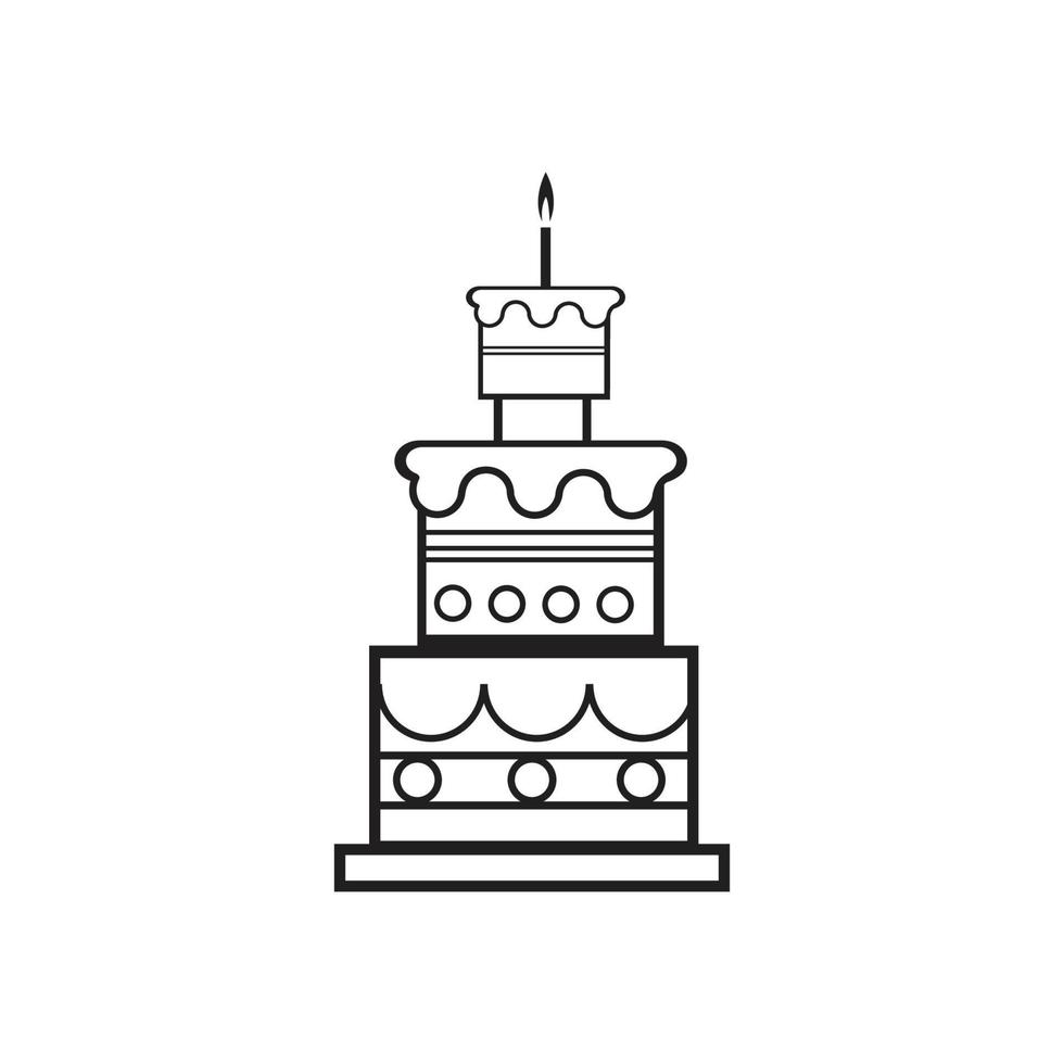 plantilla de diseño de vector de icono de pastel de cumpleaños