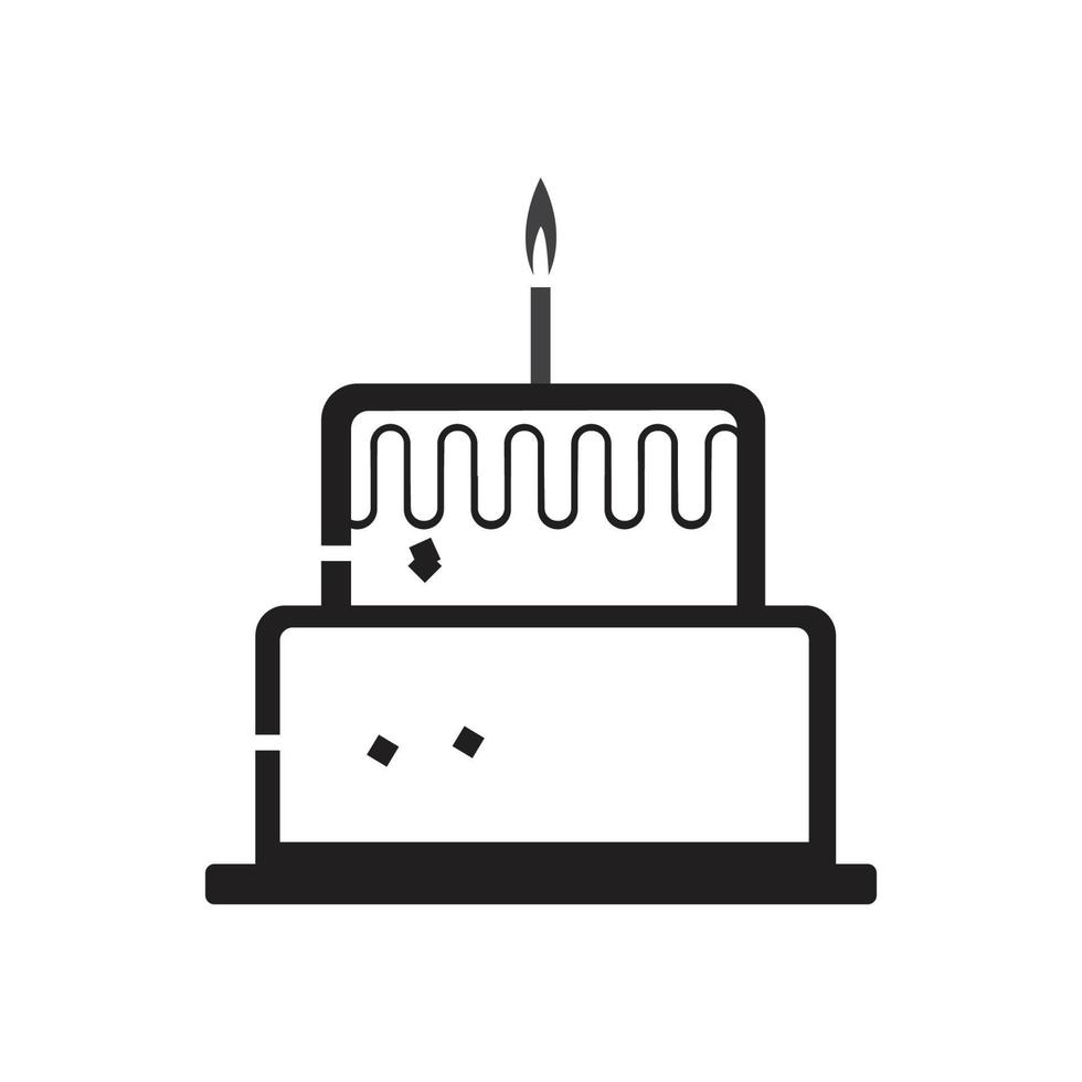 plantilla de diseño de vector de icono de pastel de cumpleaños