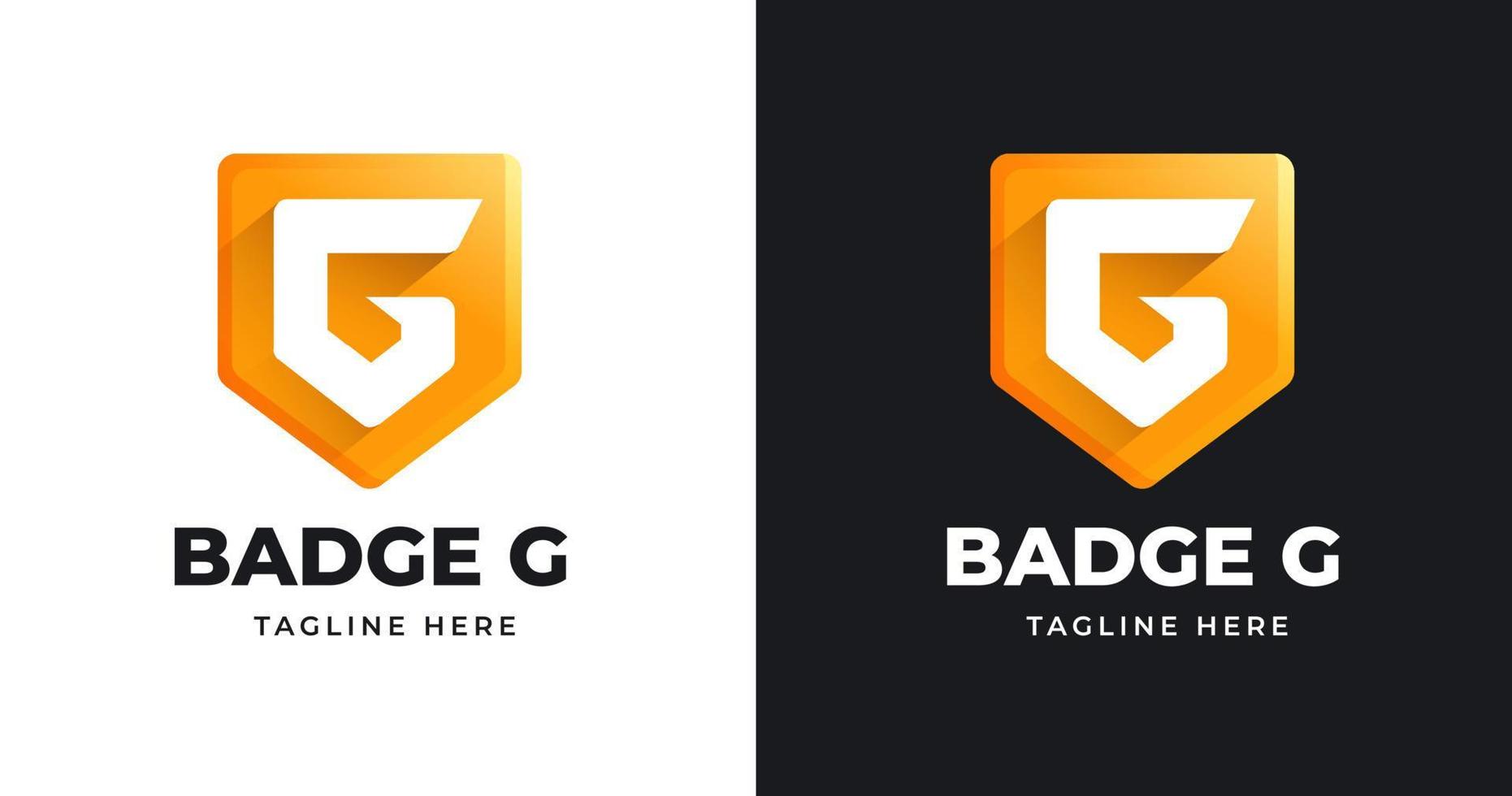 plantilla de diseño de logotipo de letra g con estilo de forma de escudo vector