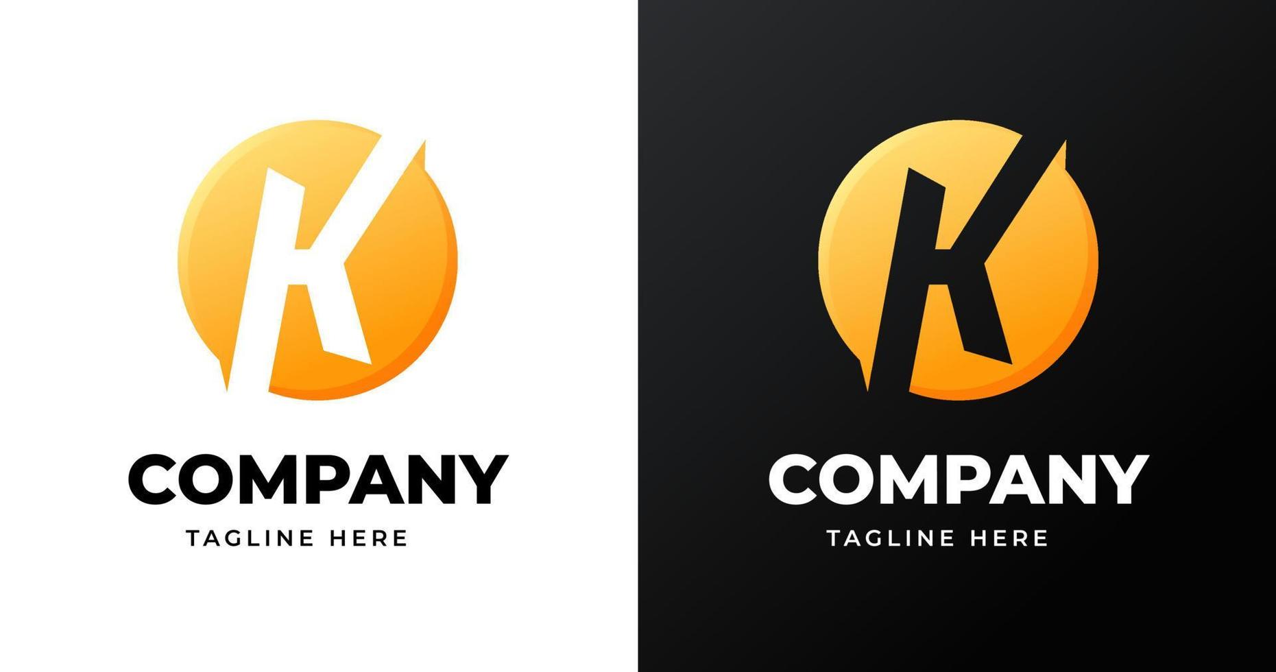 plantilla de diseño de logotipo de letra k con estilo de forma de círculo vector