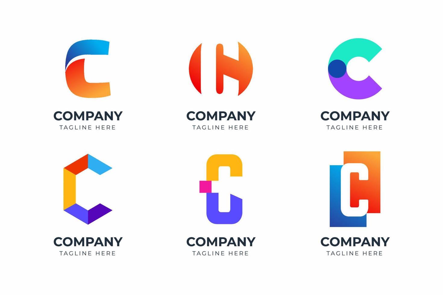 gran conjunto de diseño de logotipo de letra c abstracta. elemento de diseño vectorial, con variedad monograma k elemento de logotipo, rótulo comercial, logotipos, identidad, vector