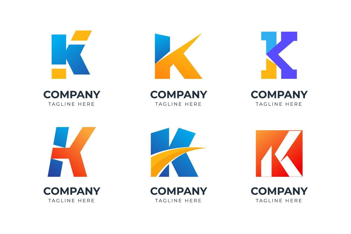 gran conjunto de diseño de logotipo de letra k elegante. elemento de diseño vectorial, con variedad monograma k elemento de logotipo, rótulo comercial, logotipos, identidad, vector