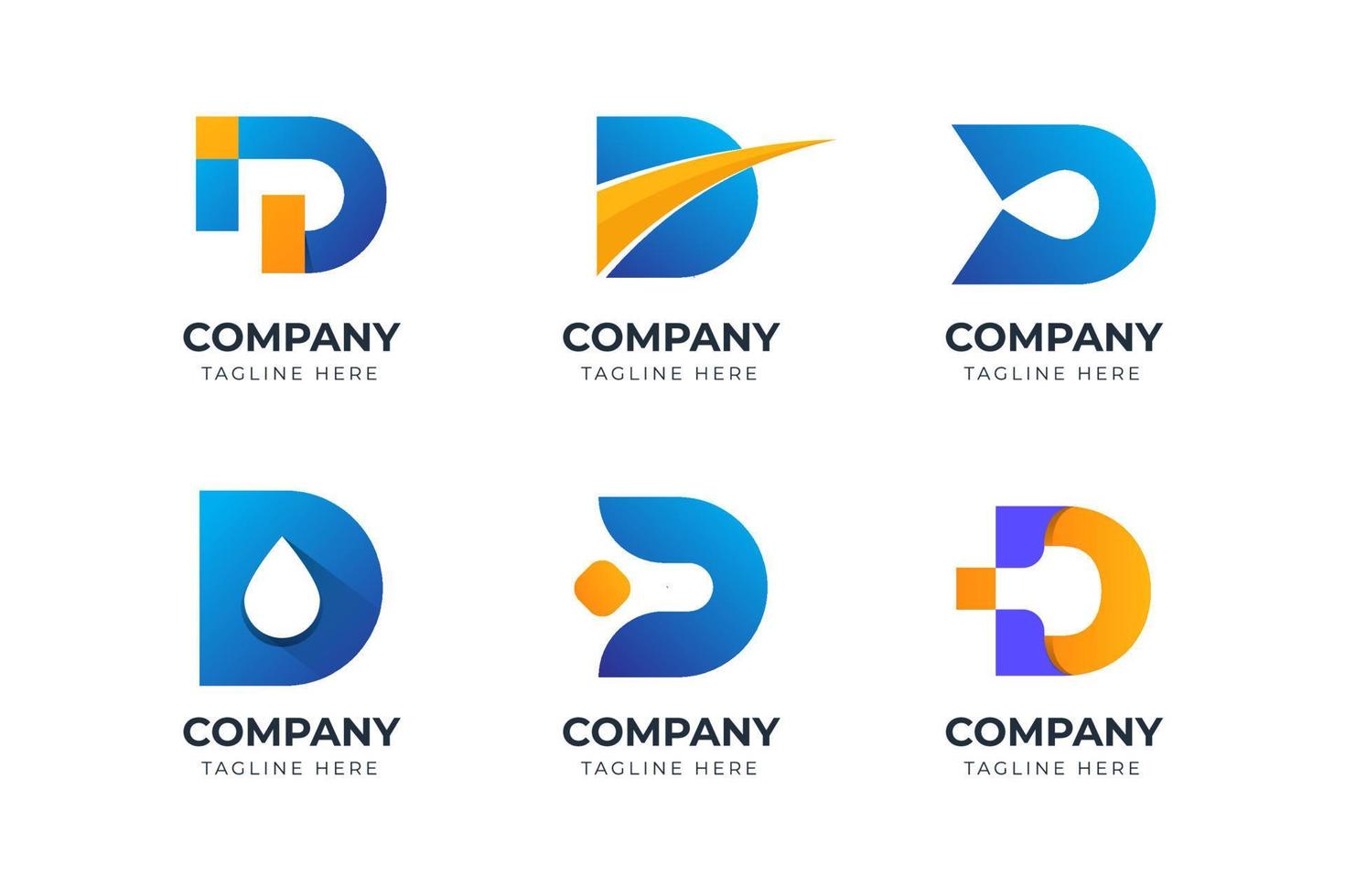 gran conjunto de diseño de logotipo de letra d elegante. elemento de diseño vectorial, con variedad monograma k elemento de logotipo, rótulo comercial, logotipos, identidad, vector