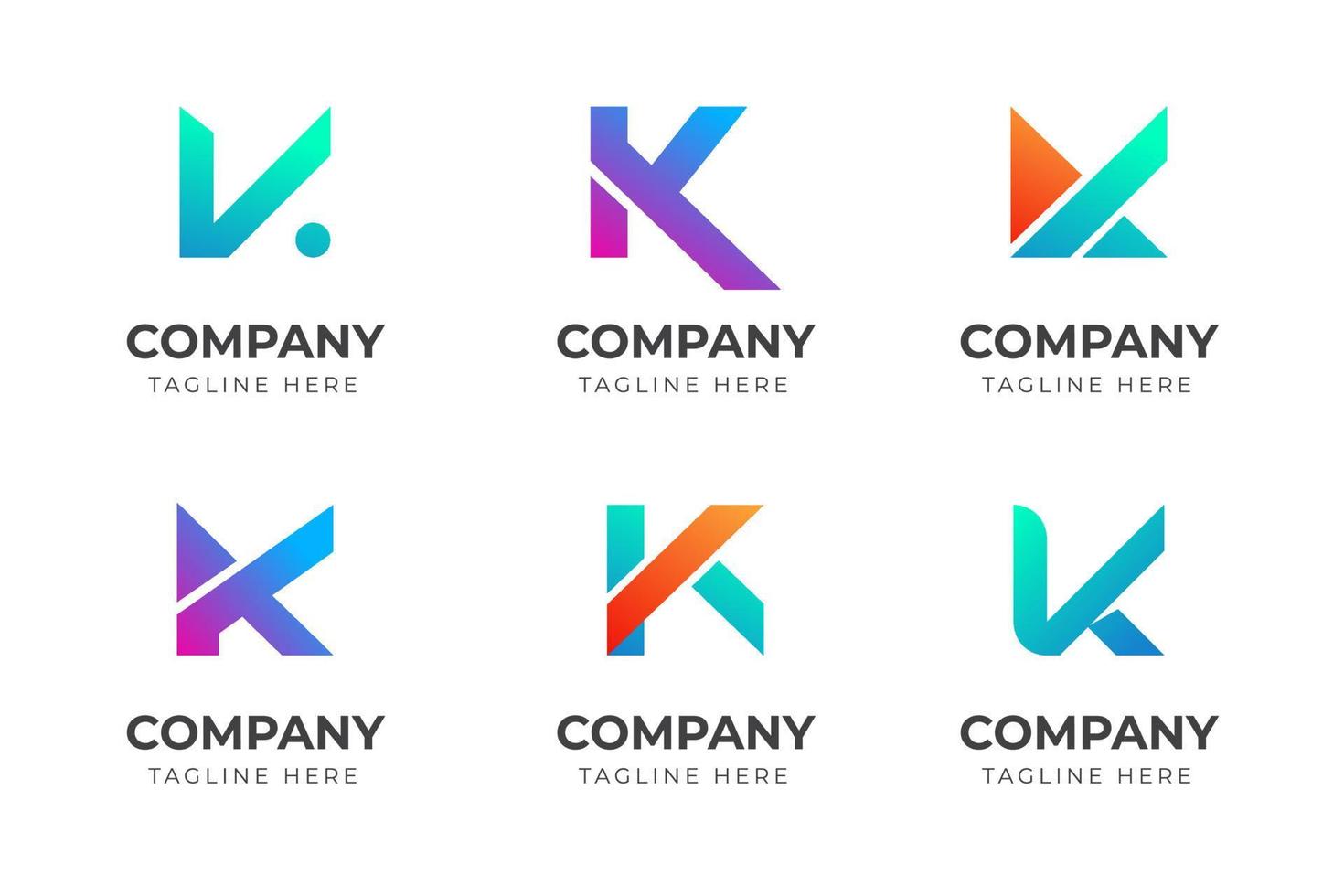 gran conjunto de diseño de logotipo de letra k elegante. elemento de diseño vectorial, con variedad monograma k elemento de logotipo, rótulo comercial, logotipos, identidad, vector