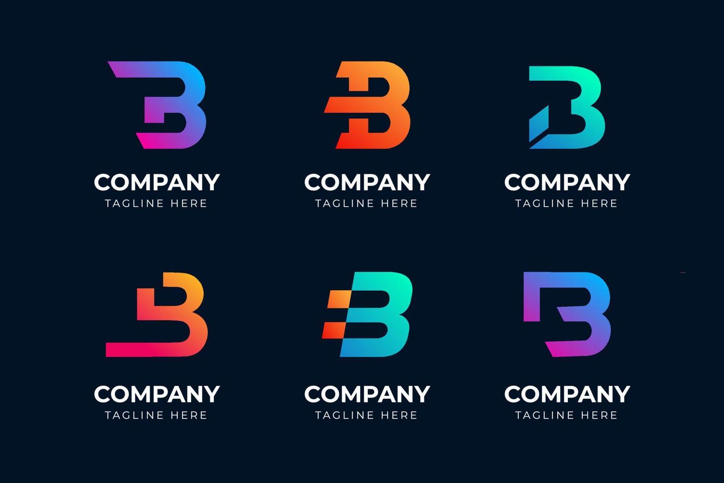 gran conjunto de diseño de logotipo de letra b elegante. elemento de diseño vectorial, con variedad monograma k elemento de logotipo, rótulo comercial, logotipos, identidad, vector