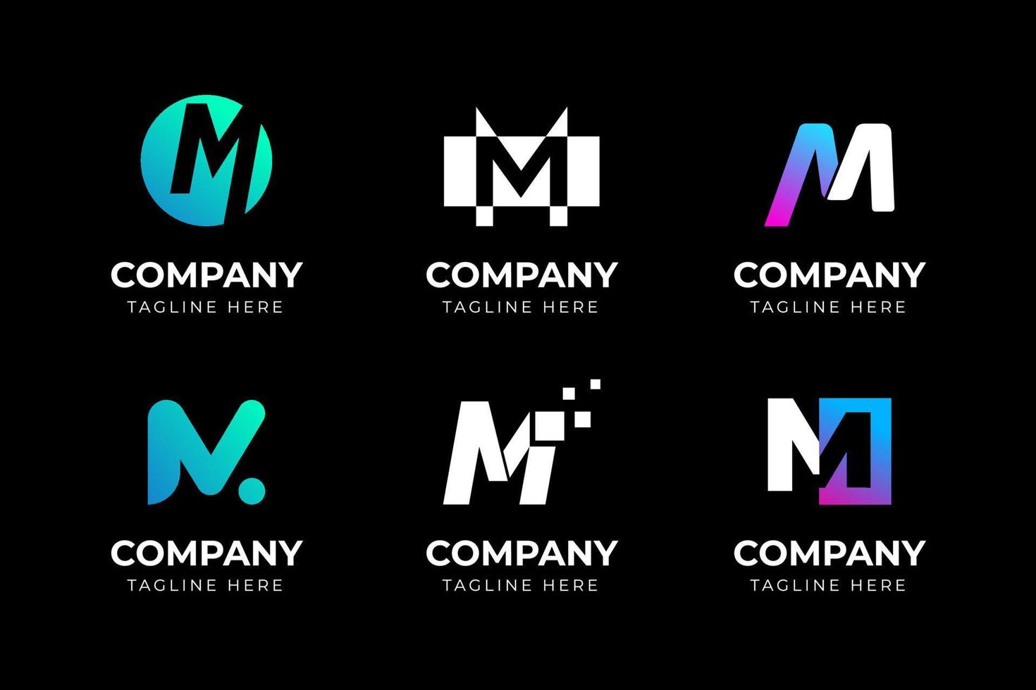 Big bundle set of abstract letter M logo design. Vector design element, with variety monogram K logo element, business sign, logos, identity, vector