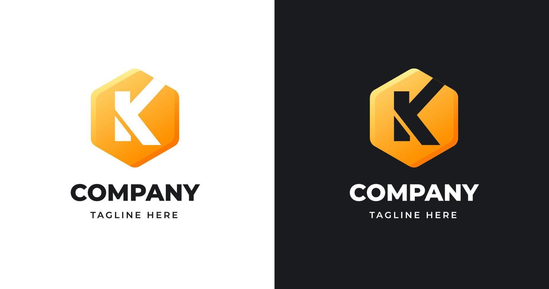 Letter K logo design template with geometric shape style vector