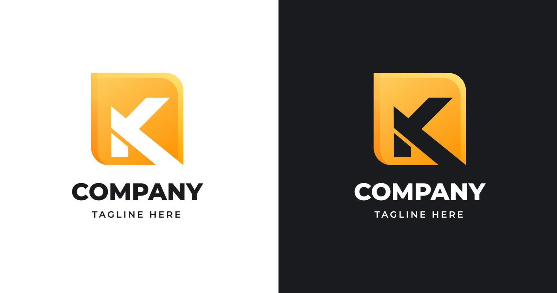 Letter K logo design template with square shape style vector