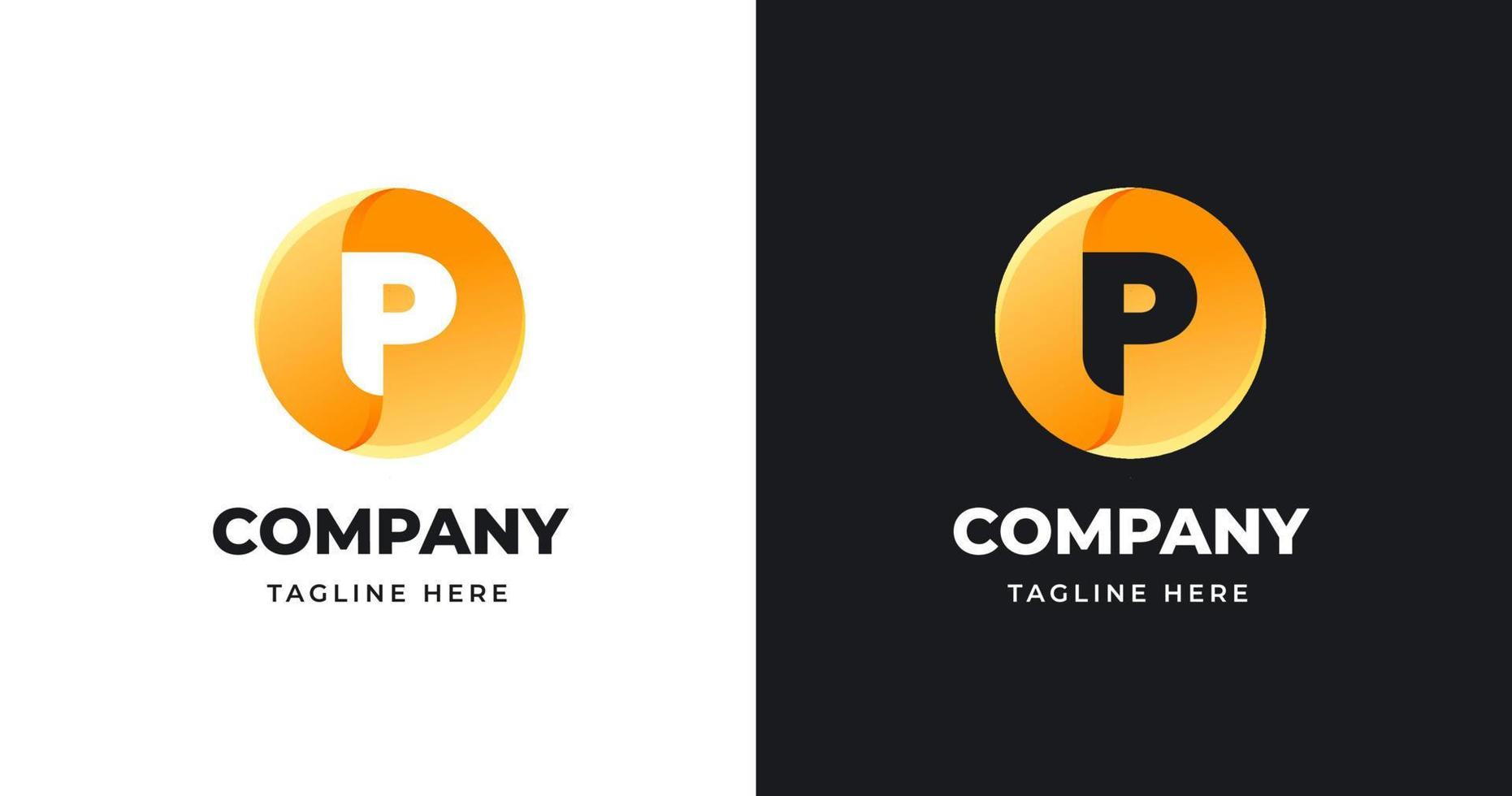 Letter P logo design template with circle shape style vector