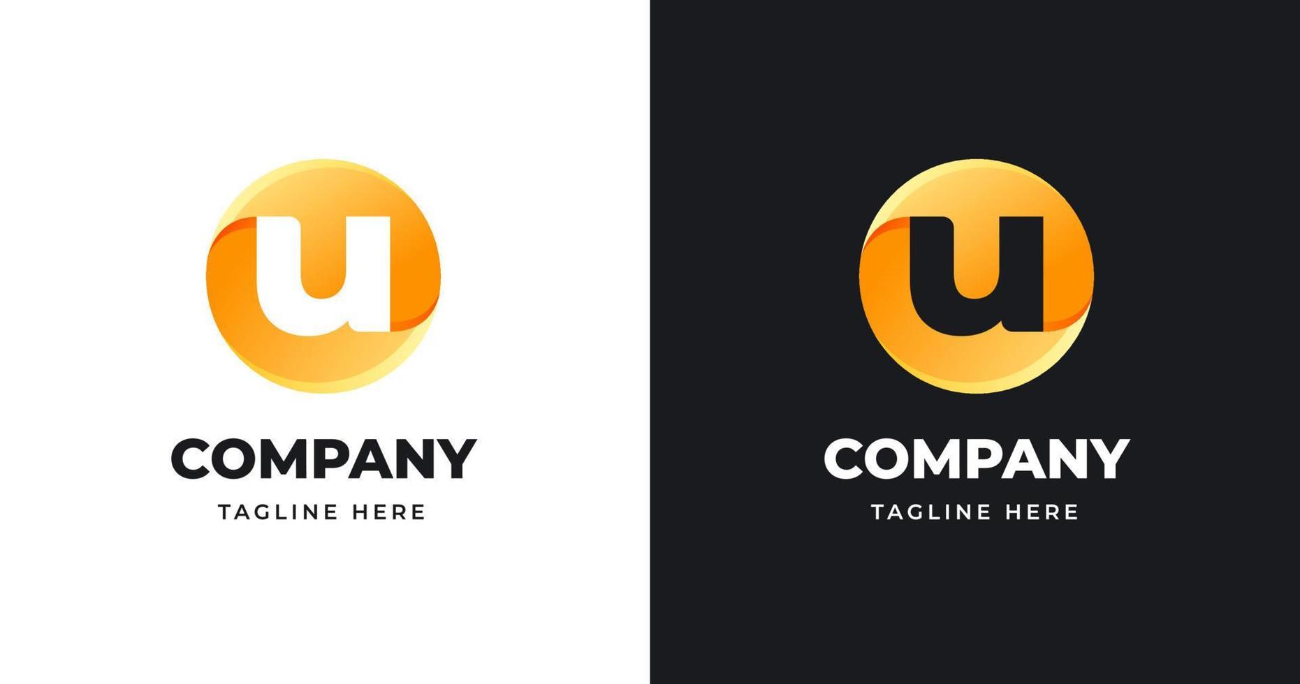 Letter U logo design template with circle shape style vector