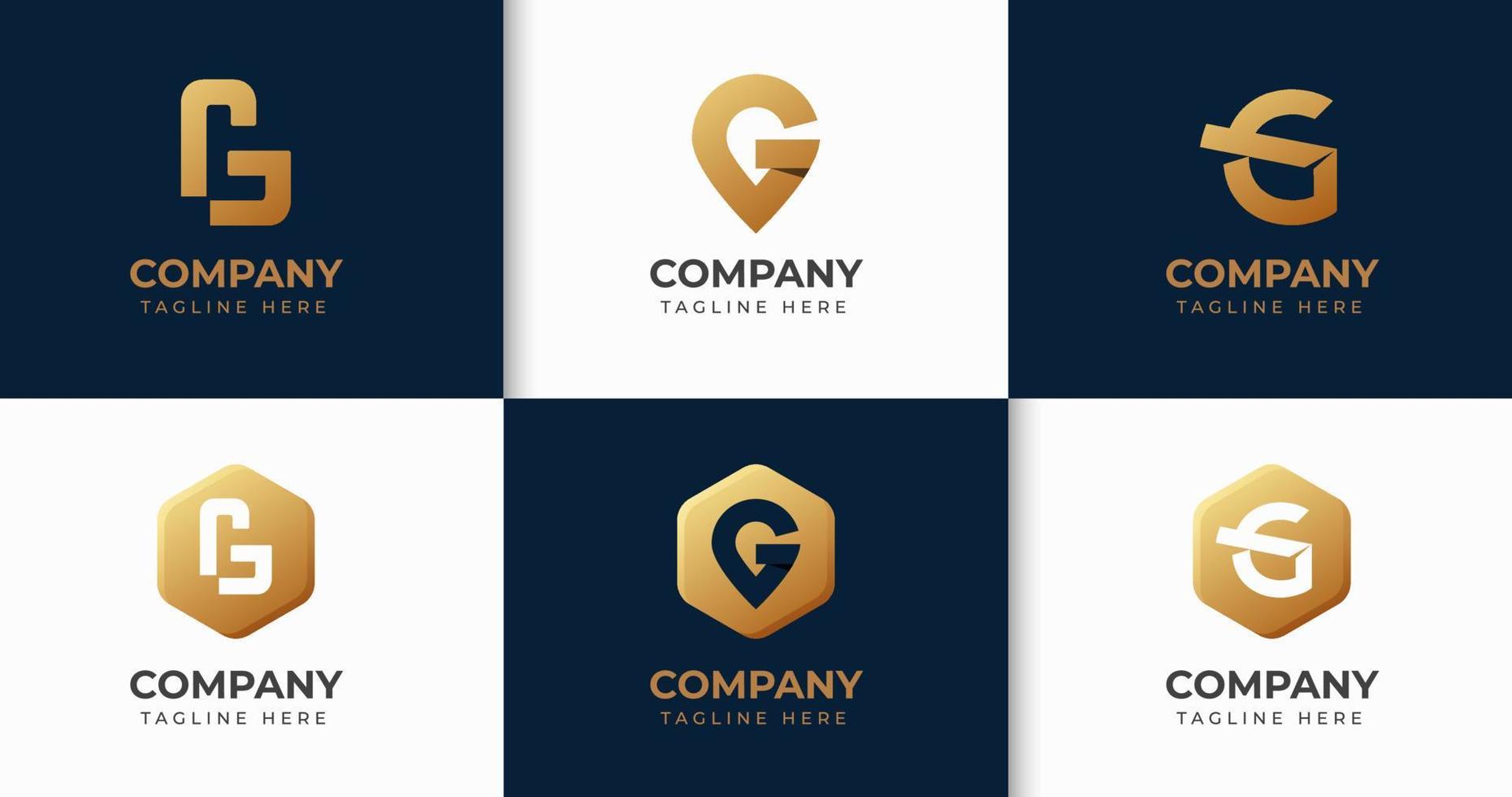 Big bundle set of luxury letter G logo design. Vector design element, with variety monogram K logo element, business sign, logos, identity, vector