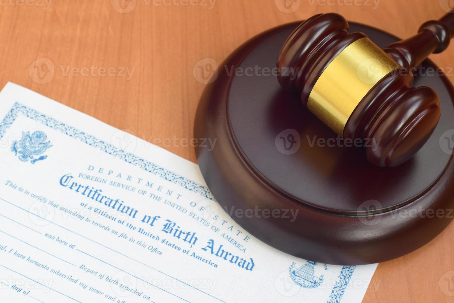 Justice mallet and United States Certificate of Birth Abroad photo