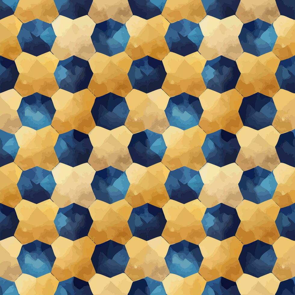 abstract geometric seamless tile with elegant gold and blue good for background wallpaper vector