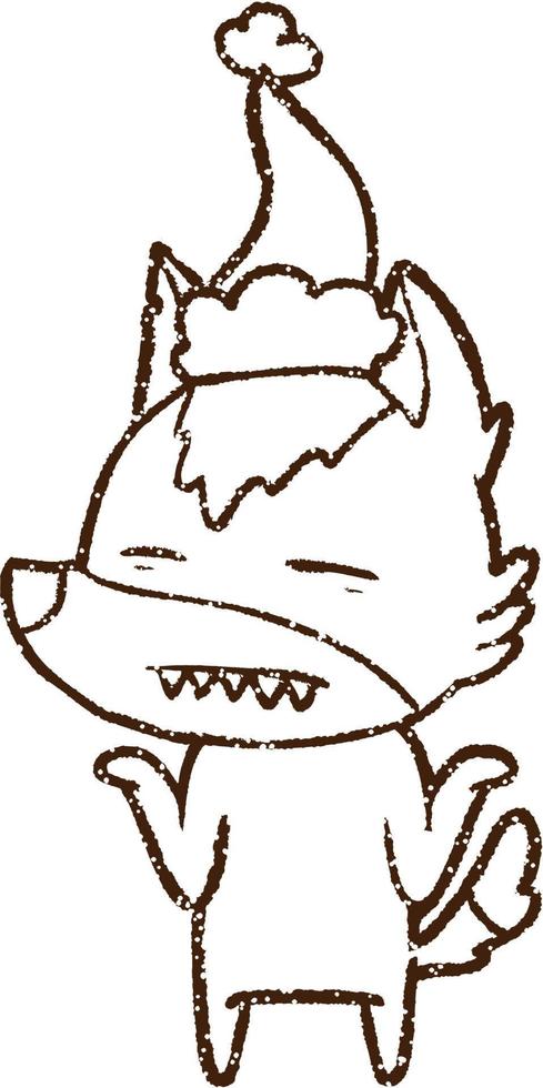 line drawing Shrugging Fox Charcoal Drawing vector