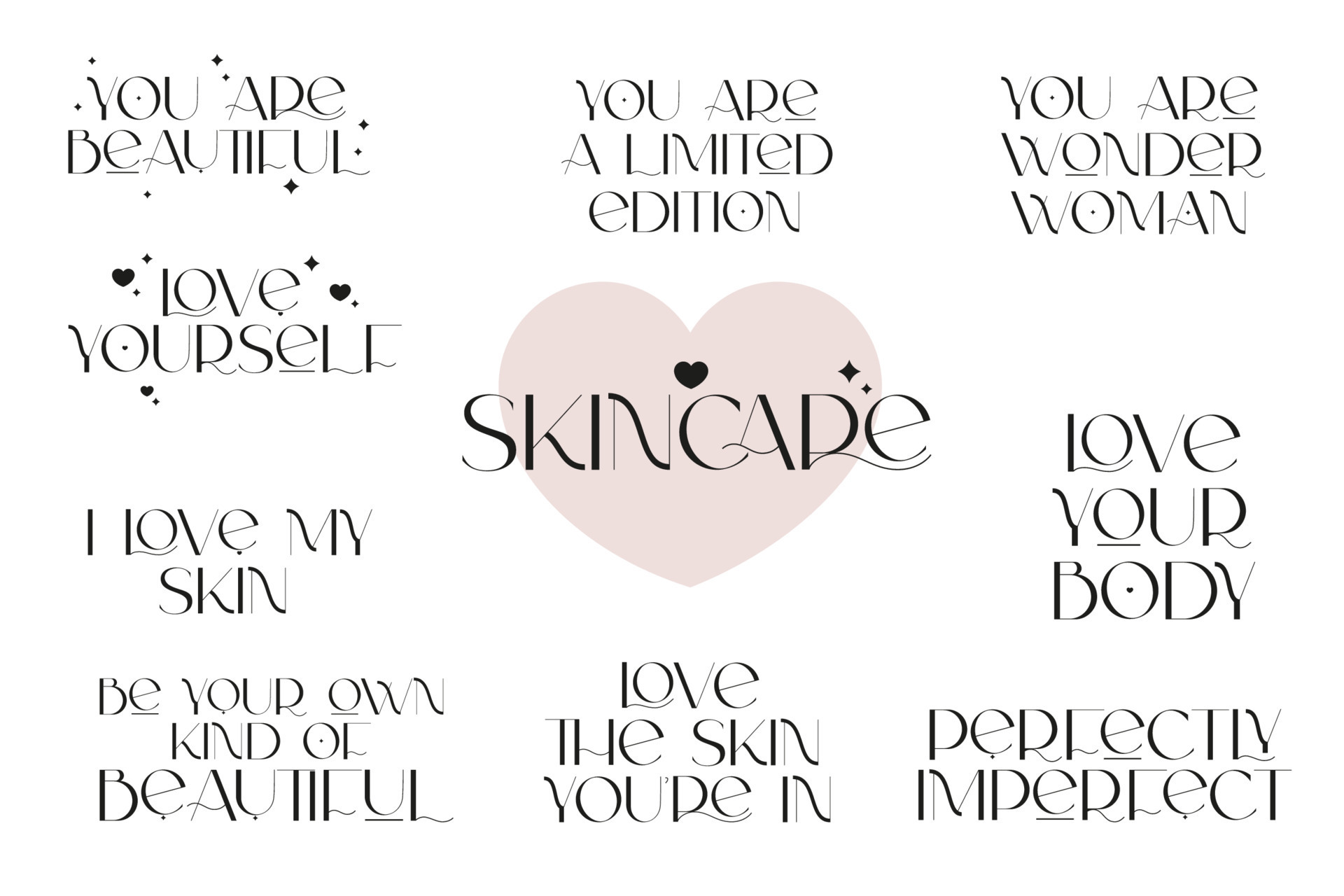 Skin care positive quotes. 12998358 Vector Art at Vecteezy