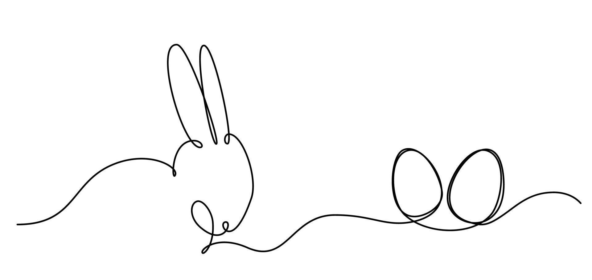 Easter bunny with heart continuous one line drawing. Rabbit simple image. Minimalist vector illustration.Print