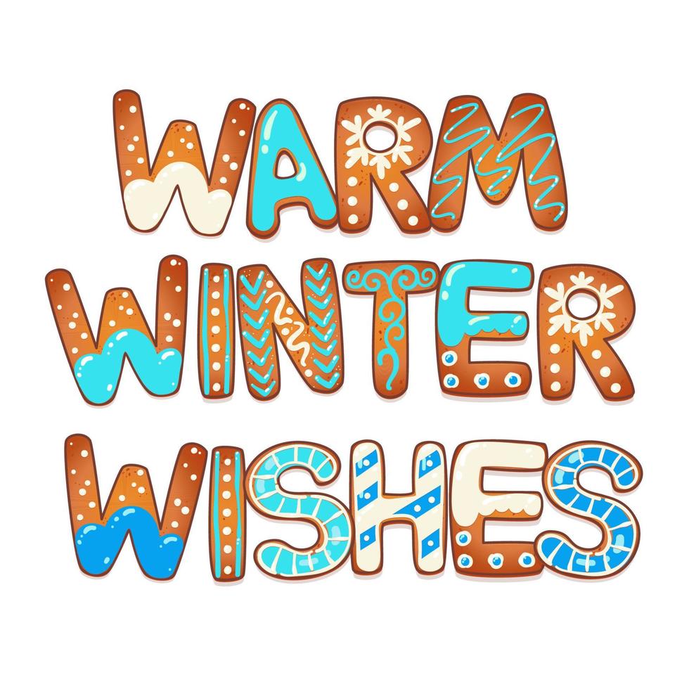 Warm winter wishes card with gingerbread cookies. vector