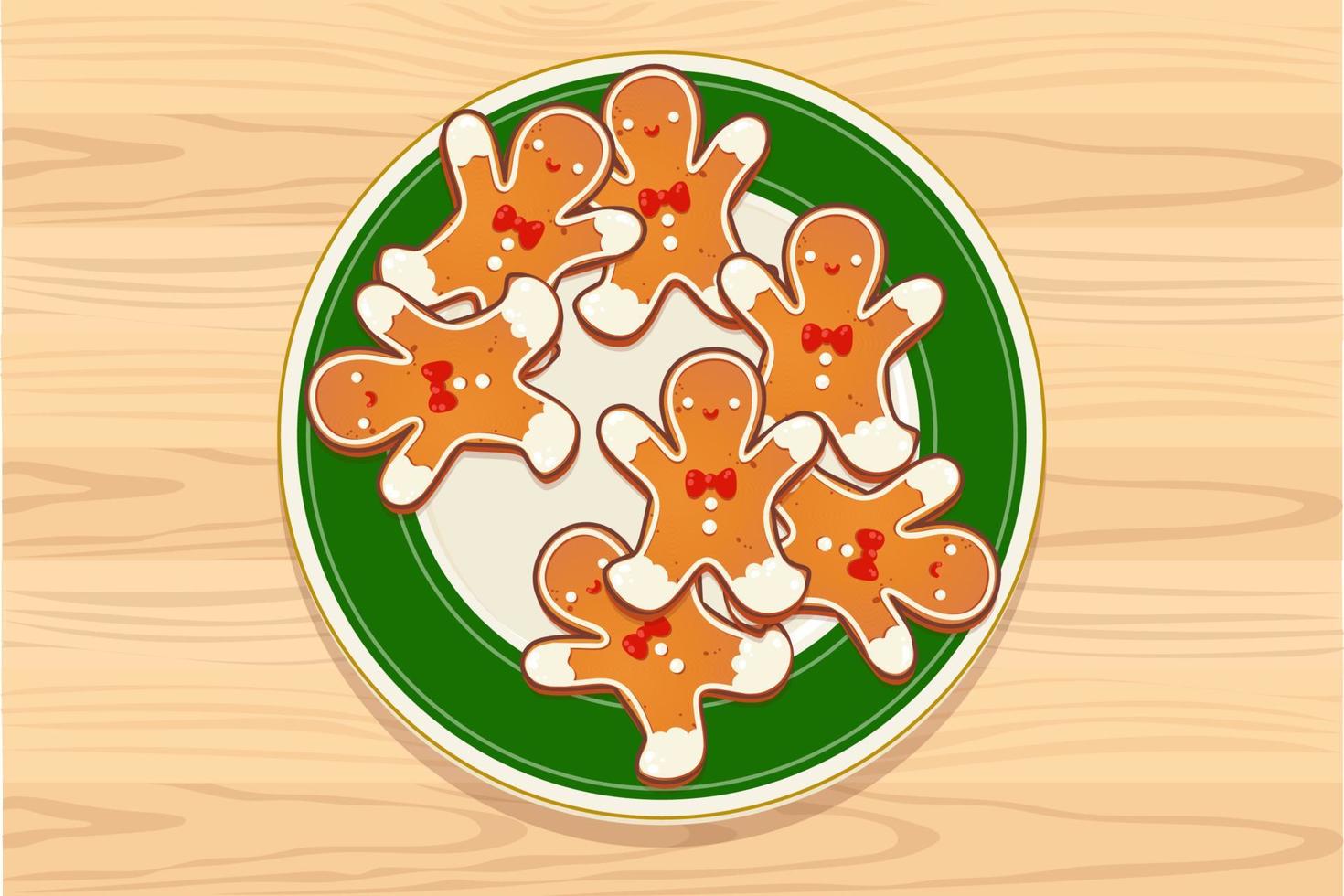 plato con galletas de navidad de pan de jengibre vector