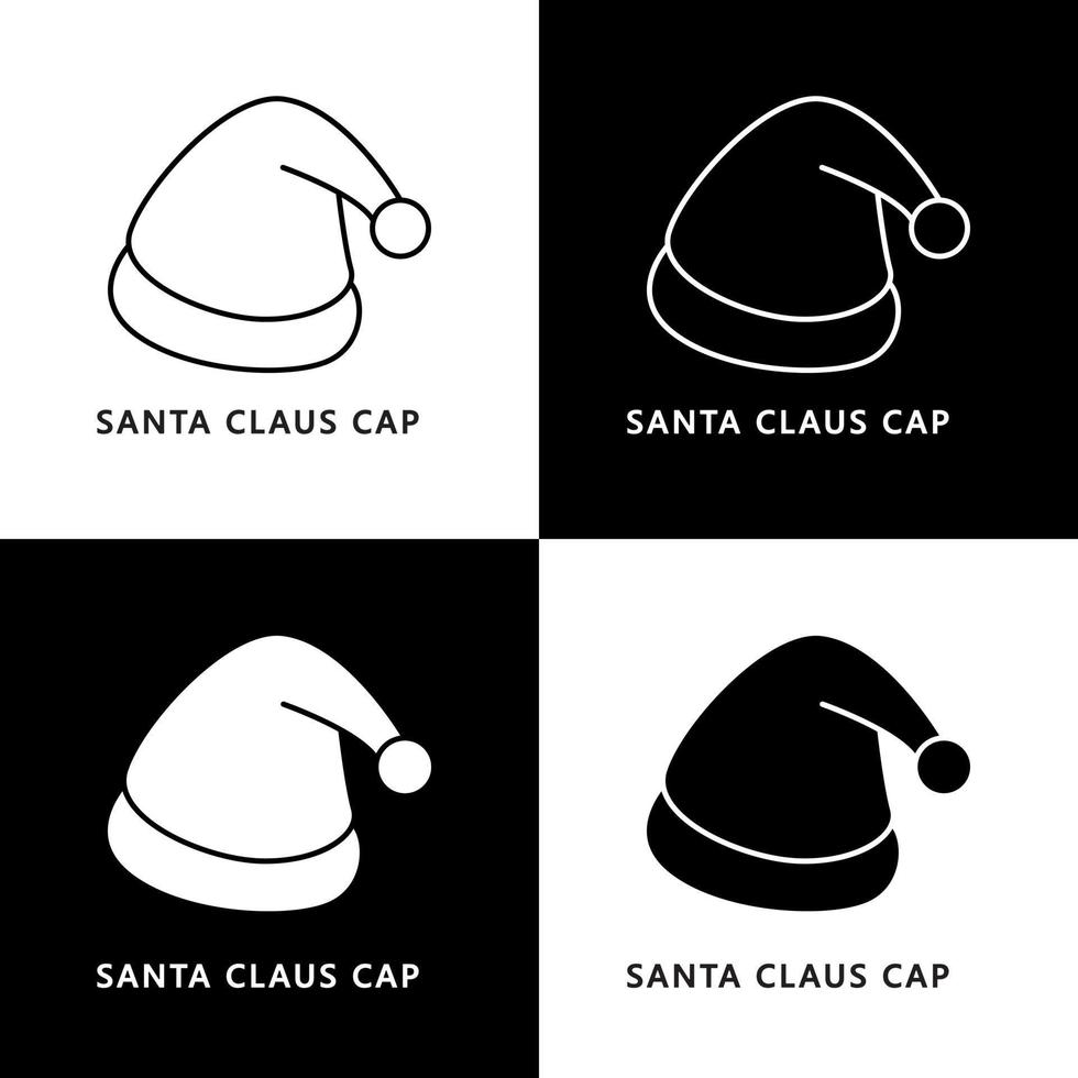 ilustración de símbolo de gorra de santa claus. icono de logotipo de moda de desgaste de sombrero de navidad vector