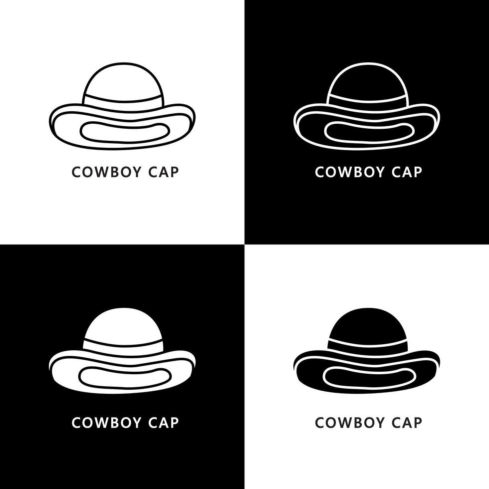 Cowboy Cap Symbol Illustration. Hat Wear Fashion Logo Icon vector