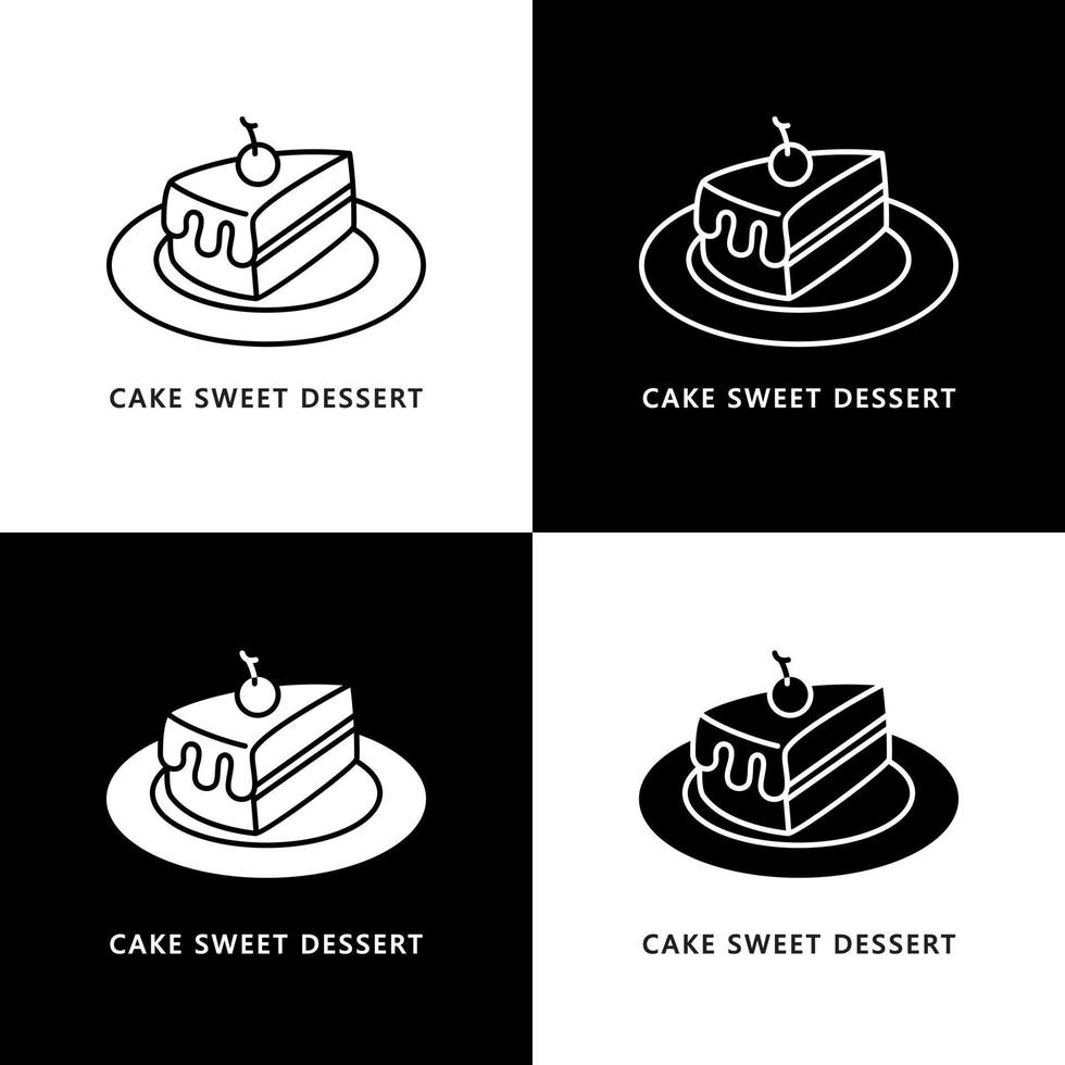 Cake Slice Food Illustration. Sweet Dessert Cartoon Logo Icon vector