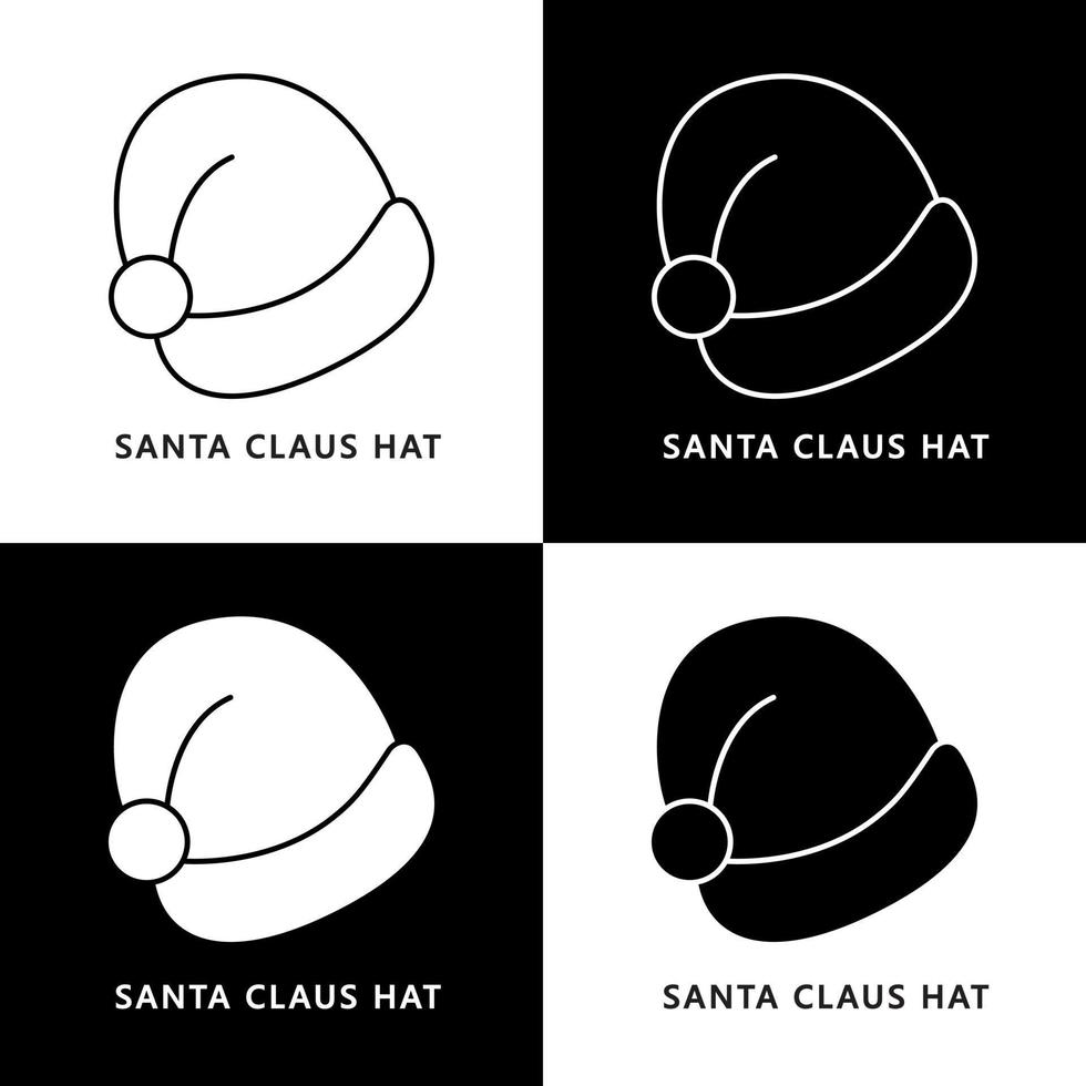 Santa Claus Hat Symbol Illustration. Christmas Cap Head Wear Fashion Logo Icon vector