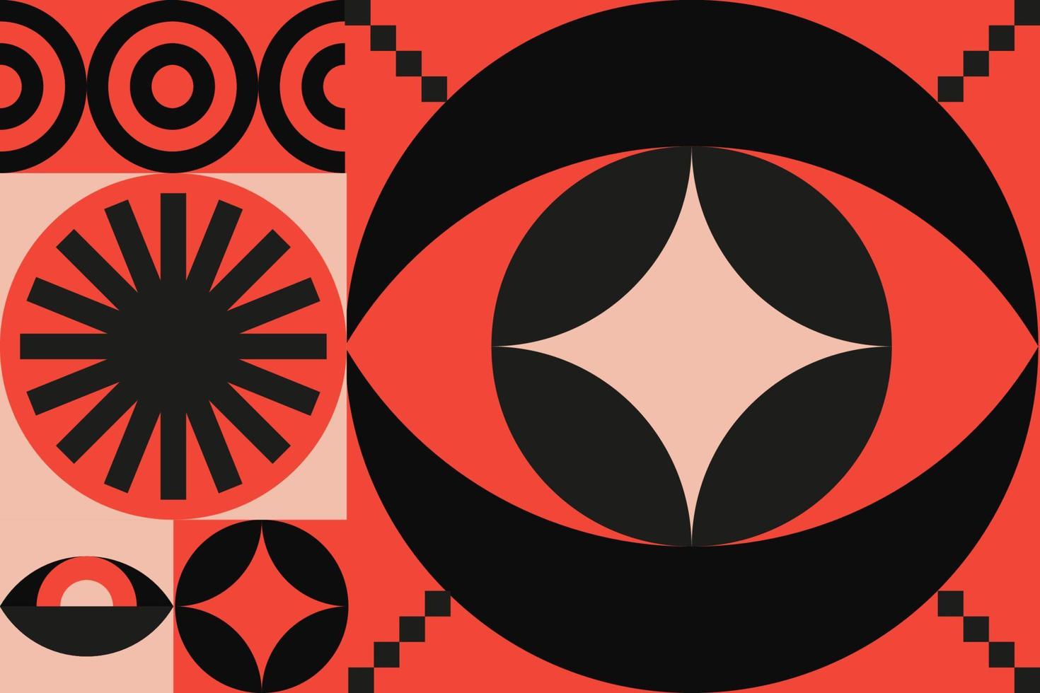 Bauhaus geometric design with eyes elements vector