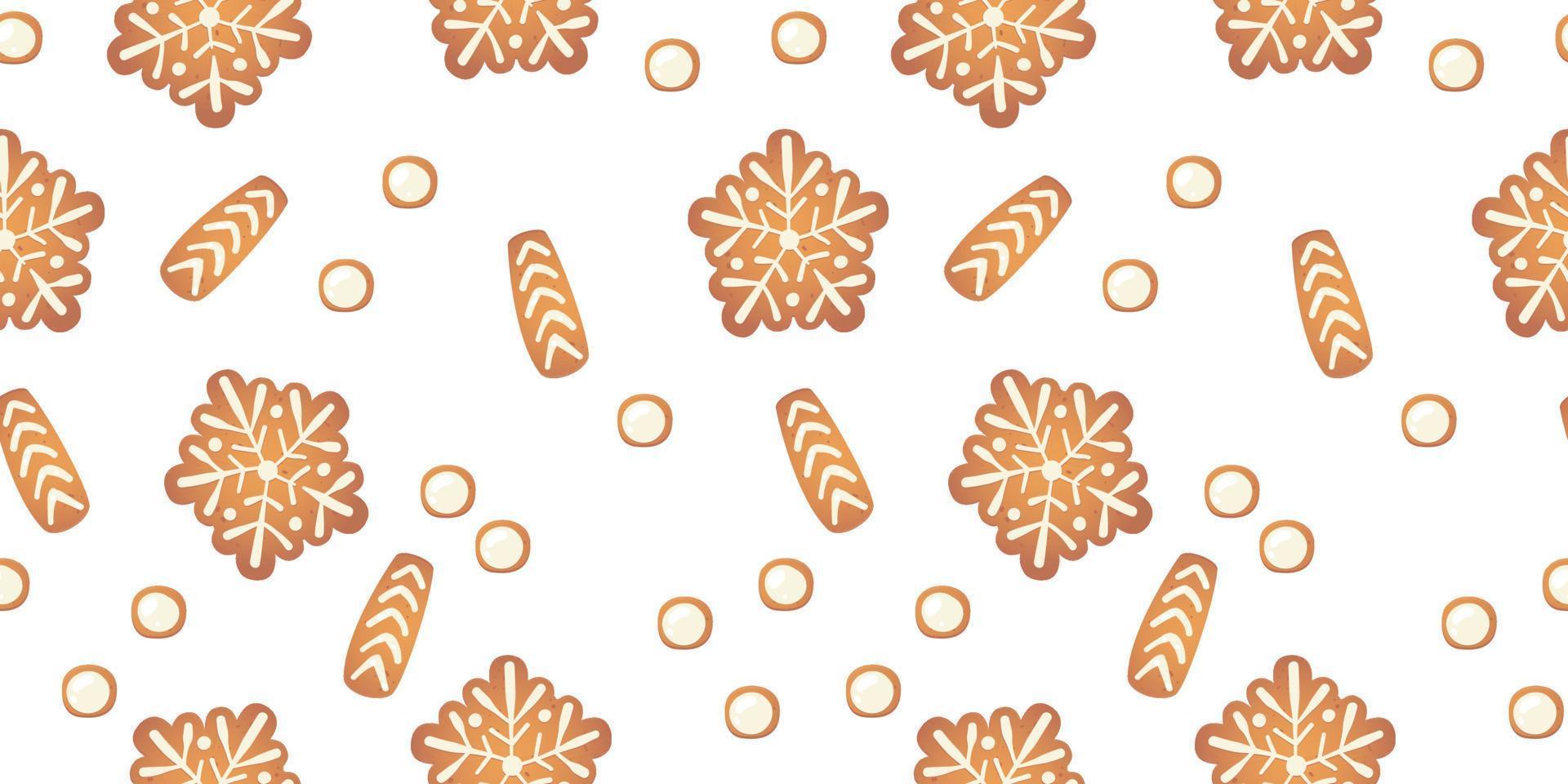 Christmas gingerbread vector seamless pattern.  Winter characters in cartoon style. Holiday design background. New year scandinavian style.