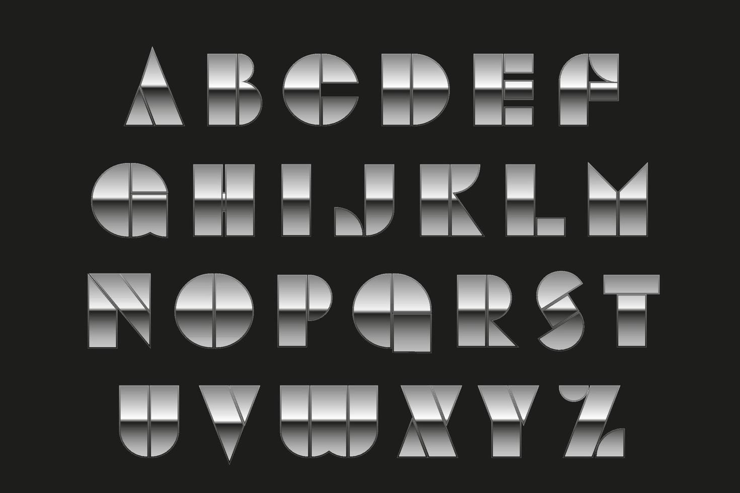 Metal font. Chrome text and metals alphabet. vector