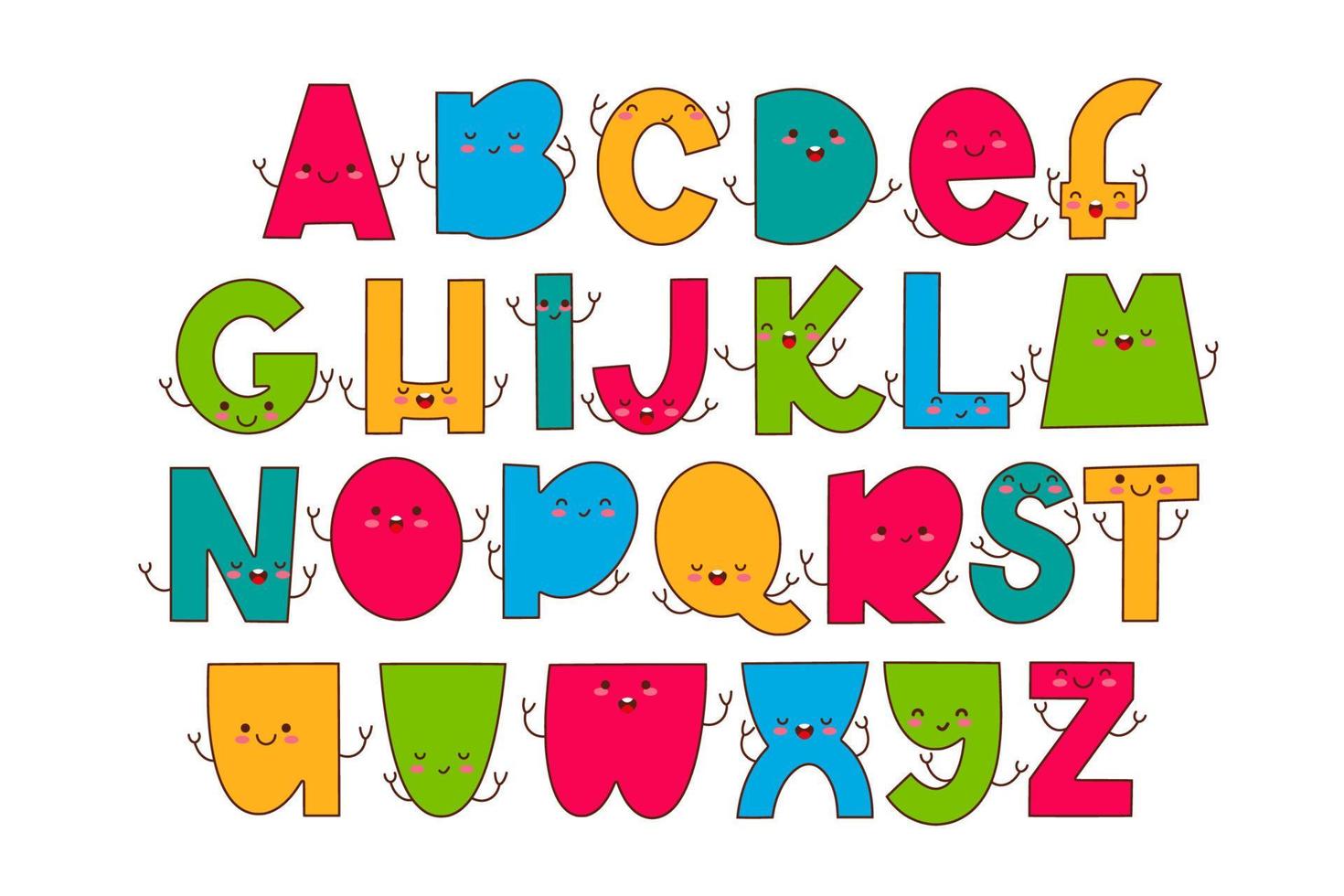 Children's font in the cartoon style. vector