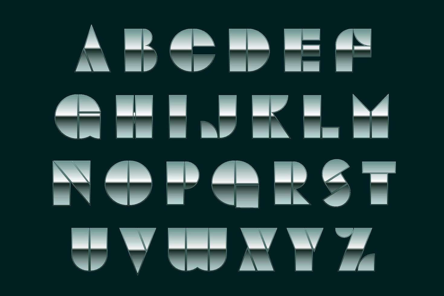Metal font. Chrome text and metals alphabet. vector
