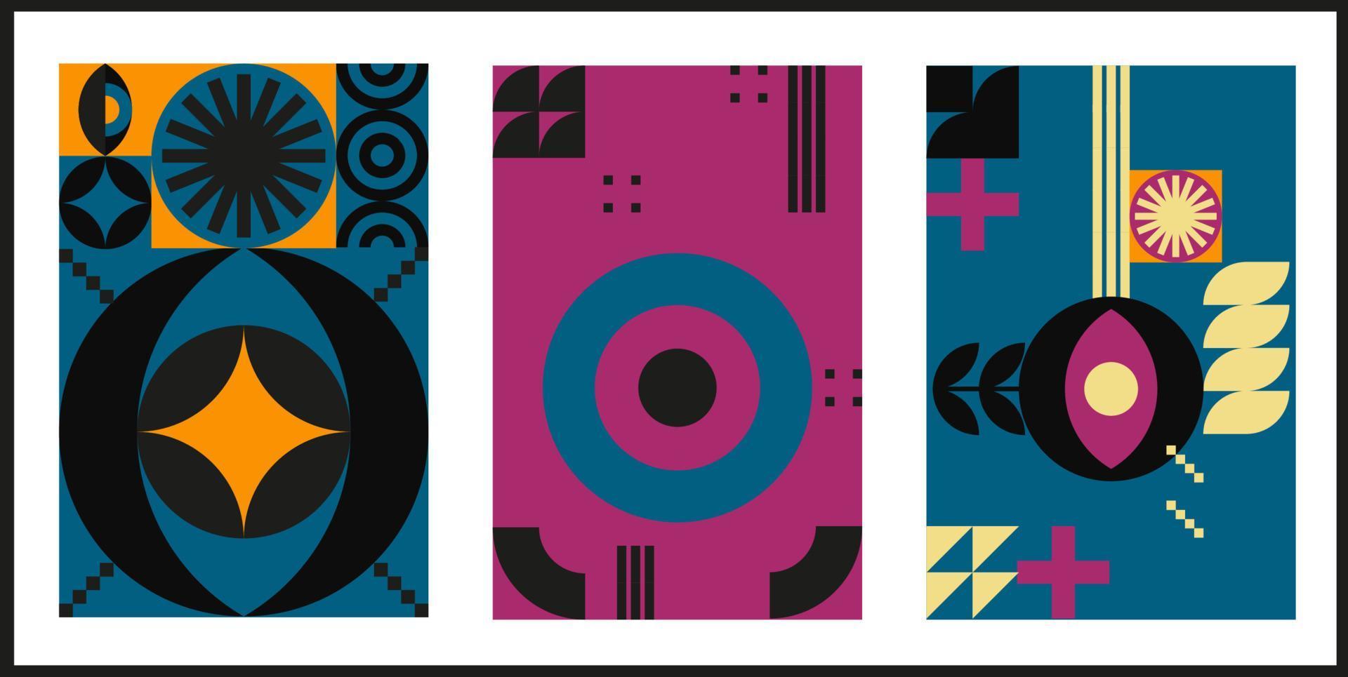 Bauhaus geometric design with eyes elements vector