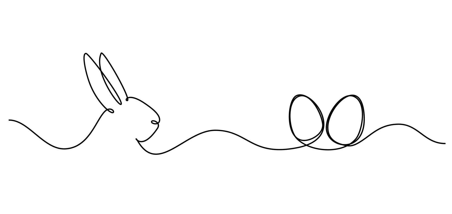 Easter bunny with heart continuous one line drawing. Rabbit simple image. Minimalist vector illustration.Print