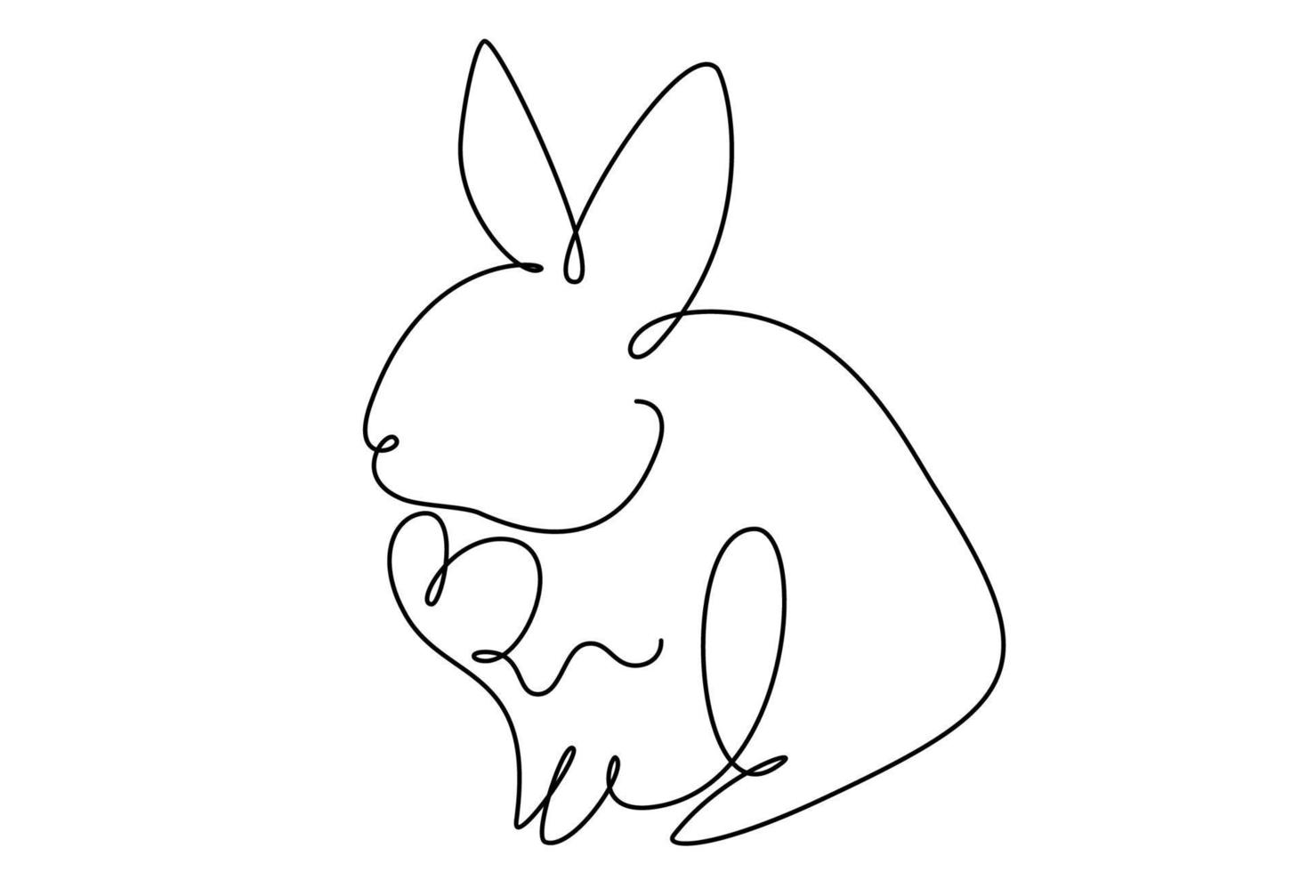 Easter bunny with heart continuous one line drawing. Rabbit simple image. Minimalist vector illustration.Print