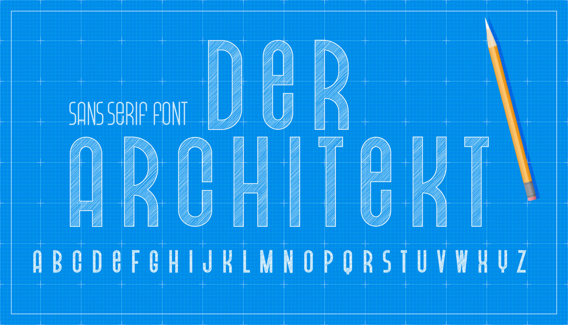 Blueprint architecture font. Capital sans serif letters alphabet