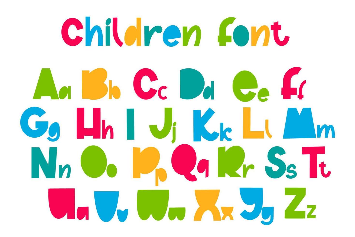 Children's font in the cartoon style. vector