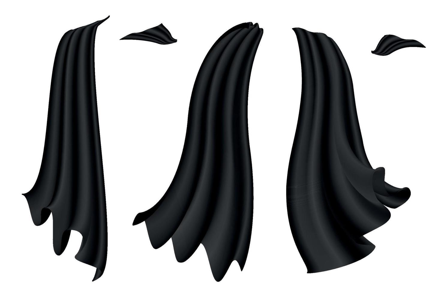 Black capes set on white background vector