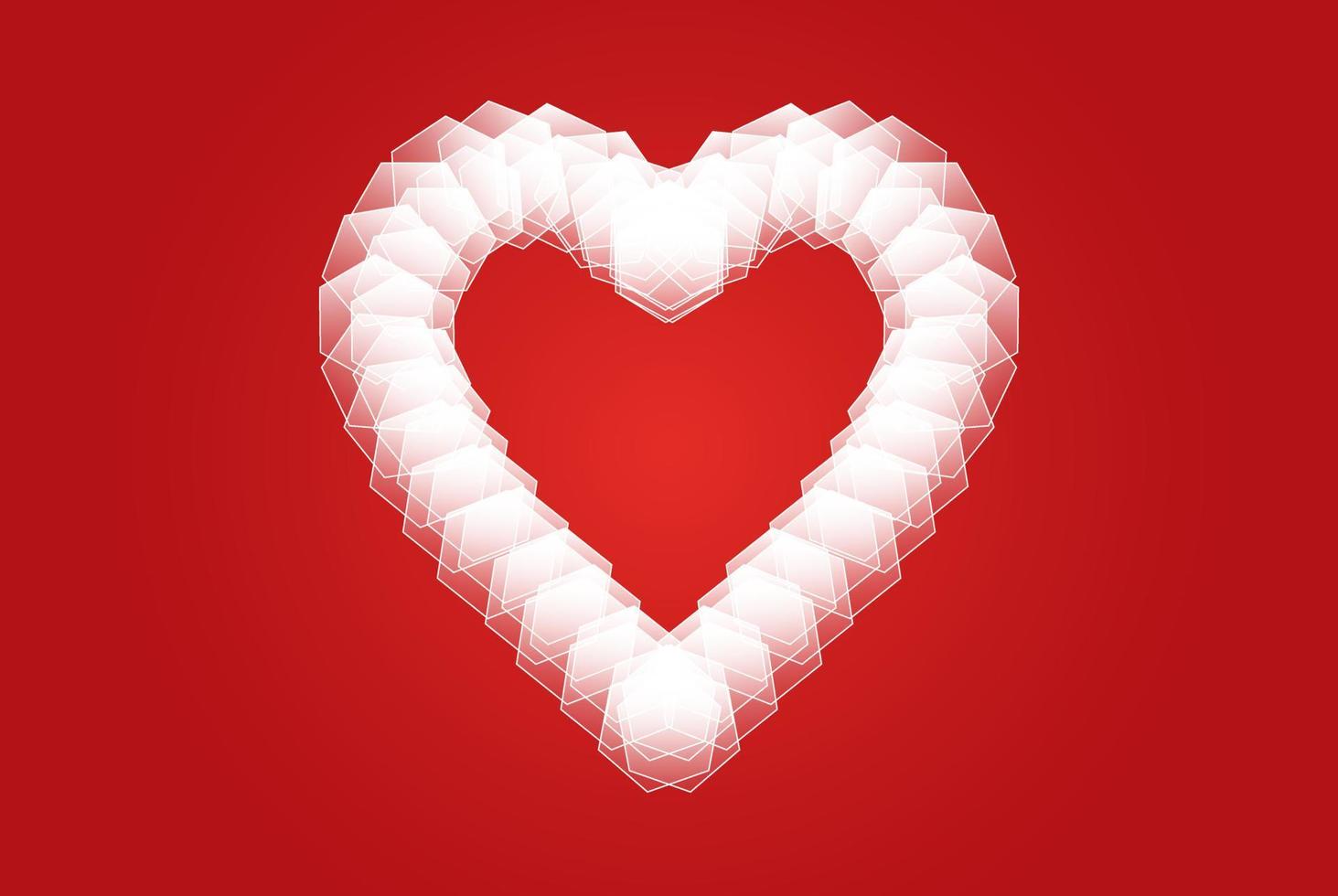 Digital white Pixel art Heart shape isolated on red background. Beautiful Seamless vector pixel love hearts pattern. Creative and stylish design for banner, background, card and social media