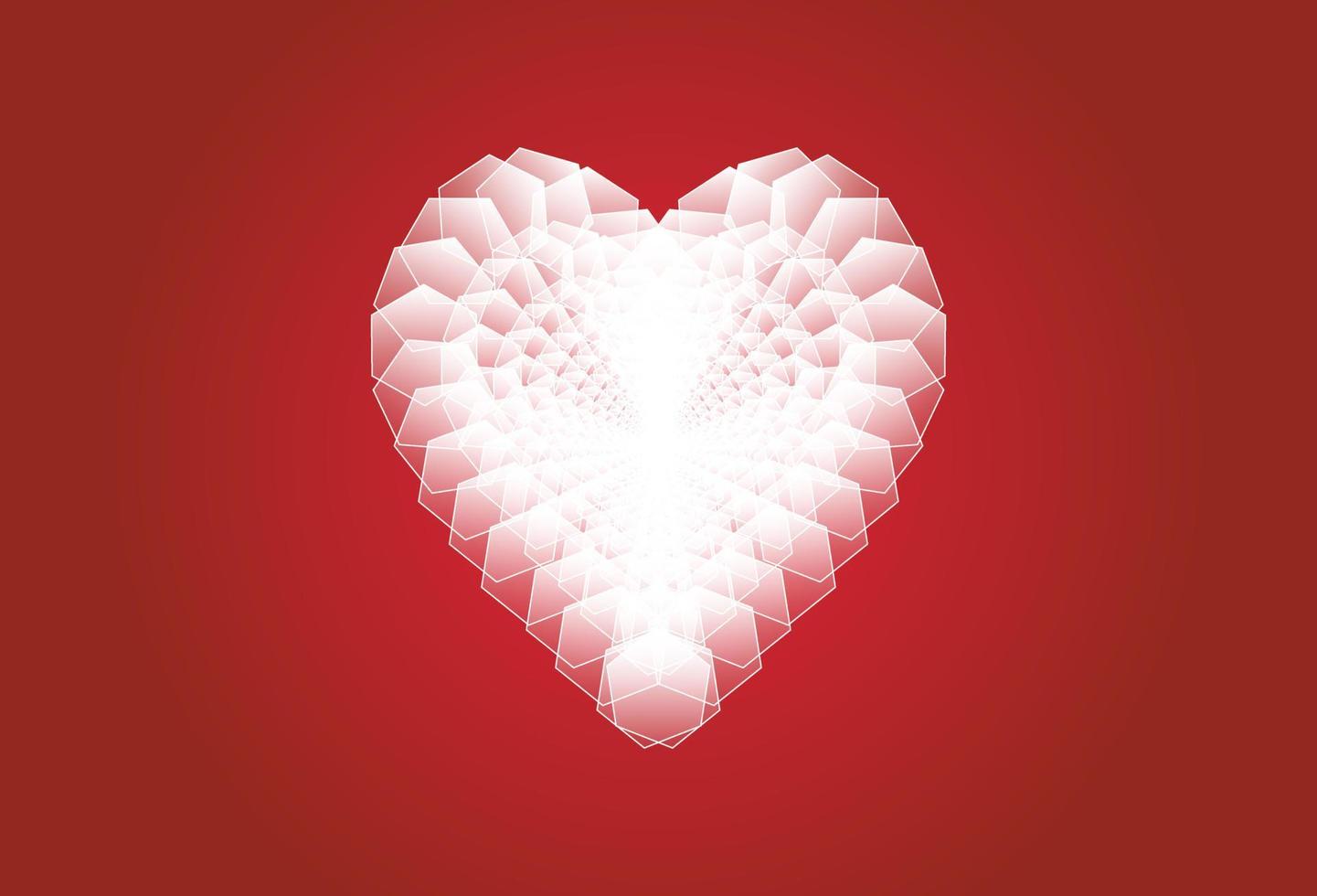 Digital white Pixel art Heart shape isolated on red background. Beautiful Seamless vector pixel love hearts pattern. Creative and modern style design for banner, wallpaper, card and social media