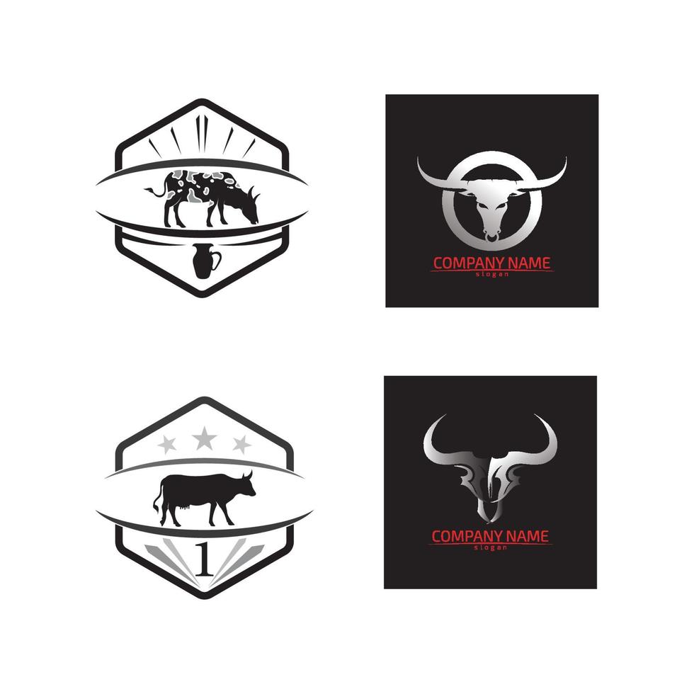 Bull logo y símbolos vector plantilla iconos aplicación